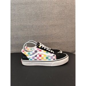 VANS Sneakers Men's 7 Women's 8.5 Rainbow Checkered Leather